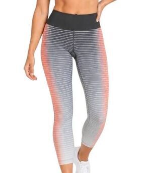 Gap Fit Women's Gray/White/Orange Striped Leggings